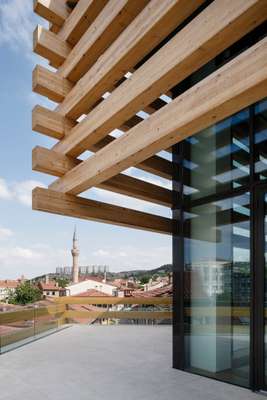 Timber and glass encase  the museum