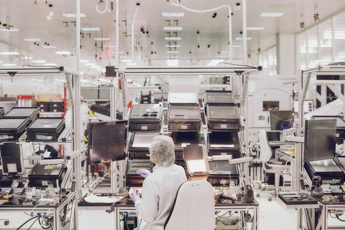 Inside one of the ‘clean rooms’ where lenses are assembled