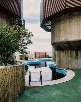 Rooftop pool with views of Madrid