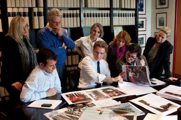 Olivier Royant and section editors deciding on the latest layout 