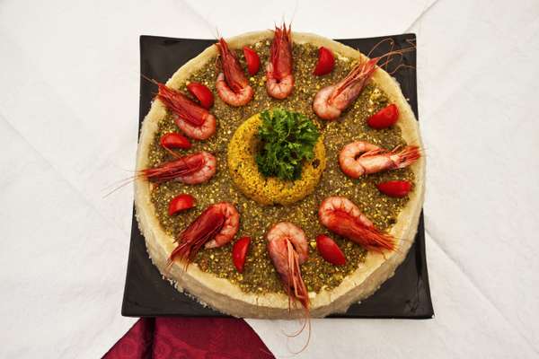 Fake ‘cassata’ with swordfish and prawns 