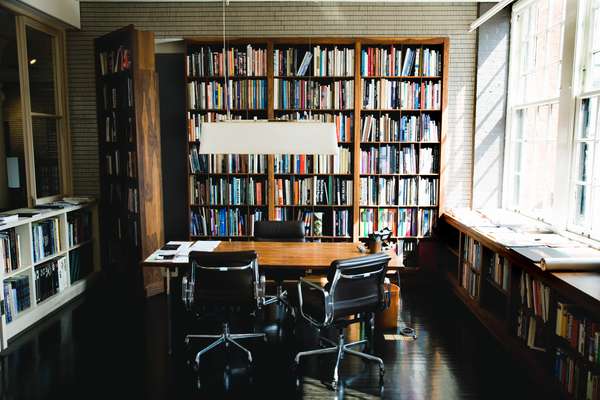 Office 1 (Andre Balazs' Properties, New York): Balazs’ office with bookcase door 