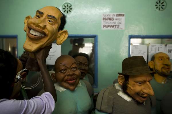 Some of the puppets, including Obama