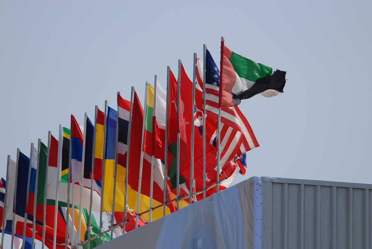Flags of participating countries at IDEX