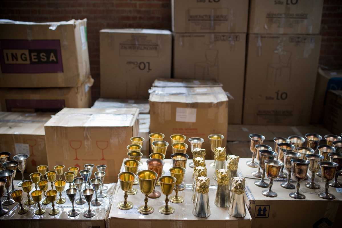 Confiscated metalware awaiting auction