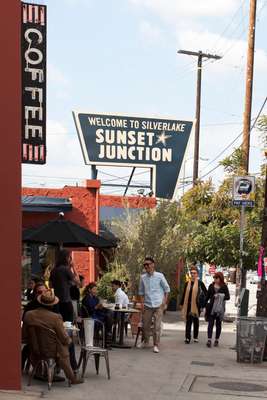 Neighbourhood types mingle at Sunset Junction’s Intelligentsia Coffee & Tea, which sources coffee direct from growers