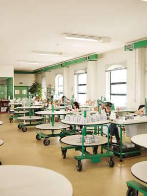 Artists at work in the painting studio