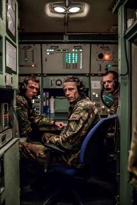 Dutch soldiers inside the Engagement Control Centre