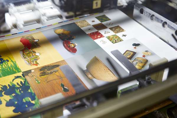 Postcards on press