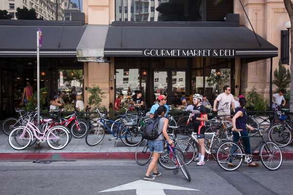 Cyclists in Downtown during CicLAvia 