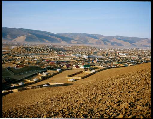 Suburbs of Ulan Bator, where tented communities border houses