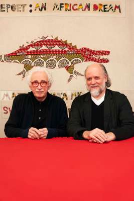 Giovanni (on right) and his father Luigi Bonotto in the library where they’ve gathered perhaps Italy’s most significant collection  of books  by artists