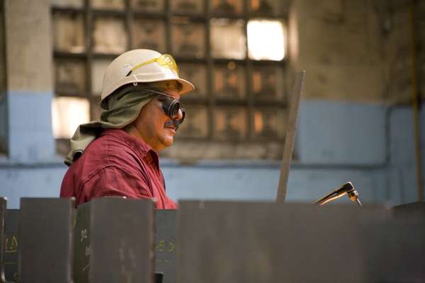 Welder in Navantia shipyard