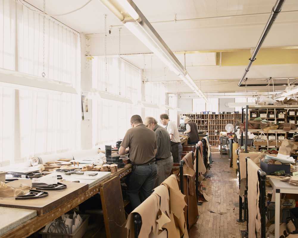 Joseph Cheaney & Sons - 'Clicking Room' where the calf leather is cut