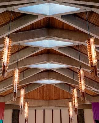 The remarkable ceiling of Champlain College Great Hall