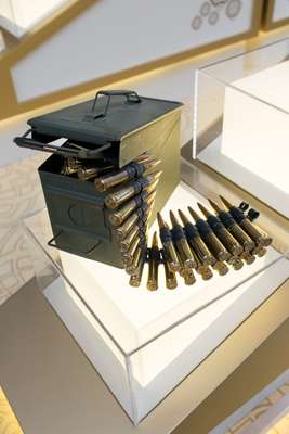 Ammunition for the .50 machine gun on display at the International Golden Group stand