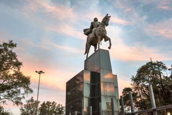 Equestrian statue in  Sarmiento Park