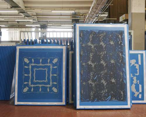Screens for printing designs on silk 