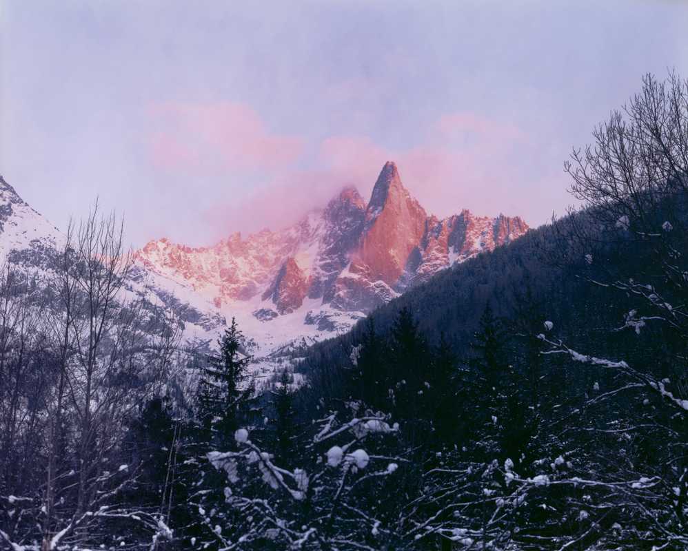 Alpenglow around Les Drus, of which there are now two after le Pilier Bonatti crumbled in 2005 