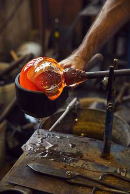 Molten glass meets the mould