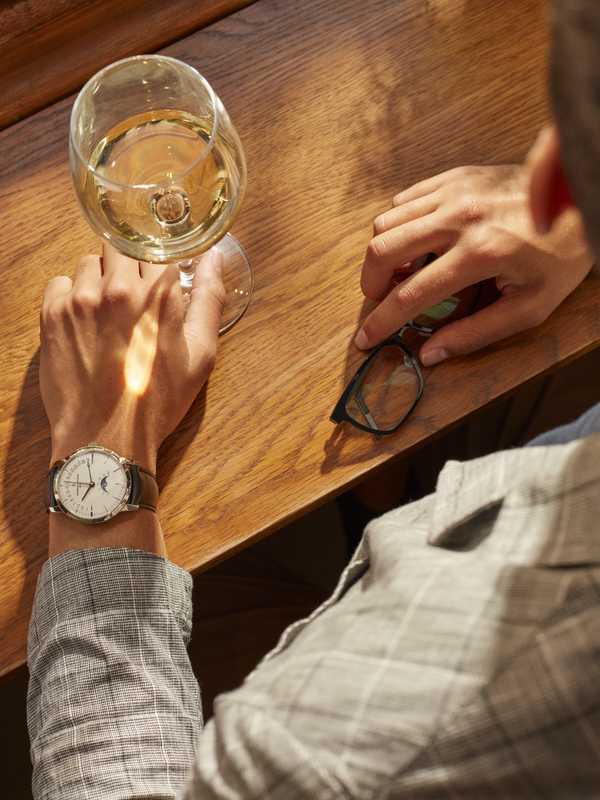 Jacket by Brooksfield, watch by Vacheron Constantin, glasses by Lindberg