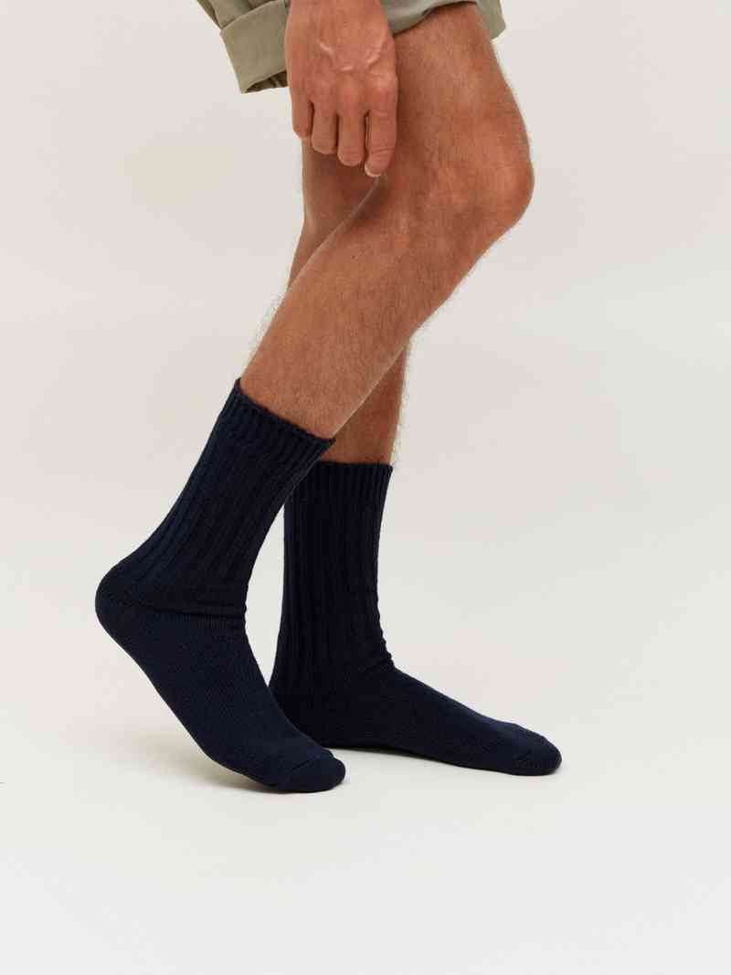 Wool-ribbed socks