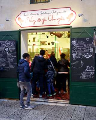 A popular gelato shop  in Matera