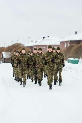 Estonian troops on a drill