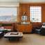 The living room in mid-century style at Villa Mirabelle