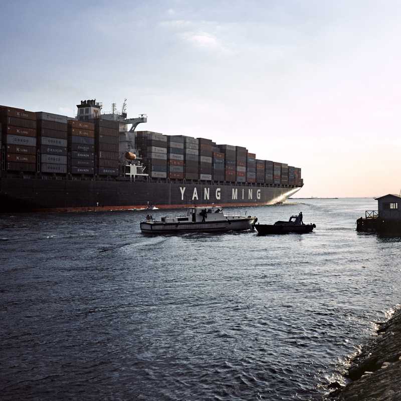 Ship exits Suez Canal into Gulf of Suez