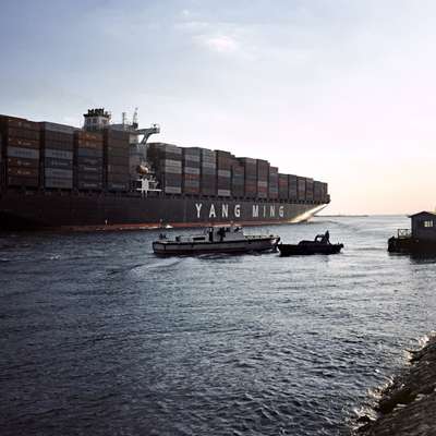 Ship exits Suez Canal into Gulf of Suez
