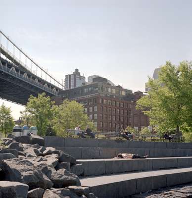 Stone terraces at Brooklyn Bridge Park