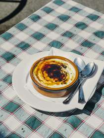 La Tortuga’s flambé rice pudding 