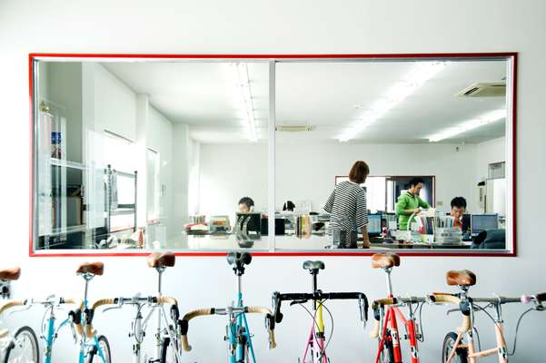 Bikes lined up outside the Diatech office