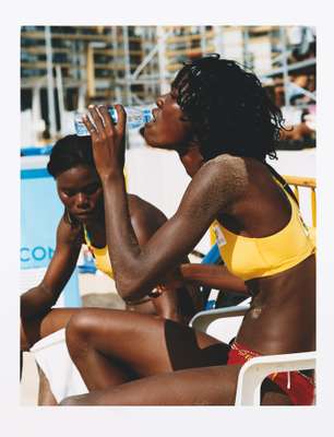 Angolan beach volley ball players Marlene Costa and Sara Kunga