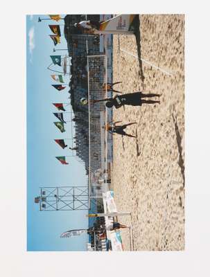 Beach volley ball match in progress
