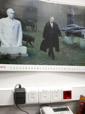 Putin calendar hangs in the offices