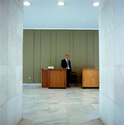 Security guard outside Celso Amorim’s office