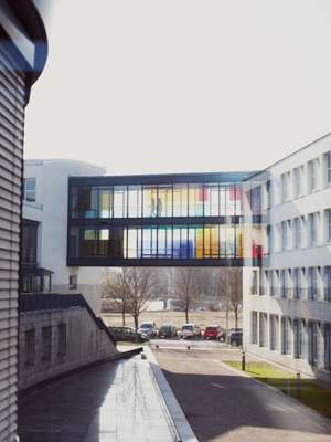 A corridor between buildings in Munich