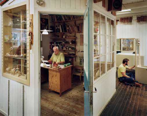 Inside the woodworking shop