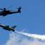 AH-64 Apache and F-16 in the flight display 