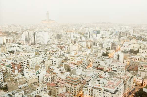 View of the city at dusk