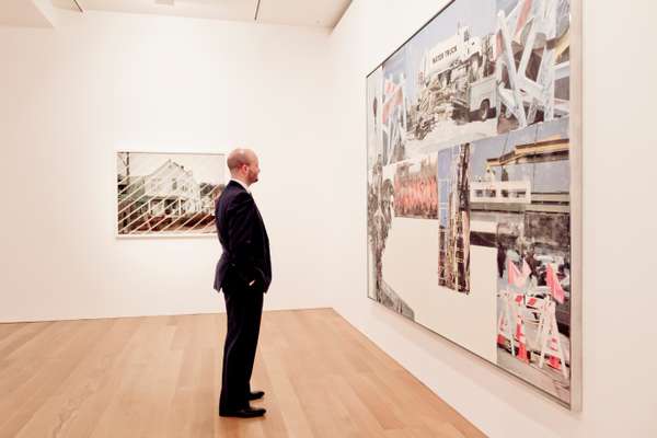 Renfrew looks at exhibit at the Gagosian Gallery