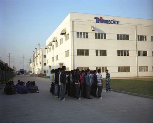 New employees in front of Trina Solar’s factory