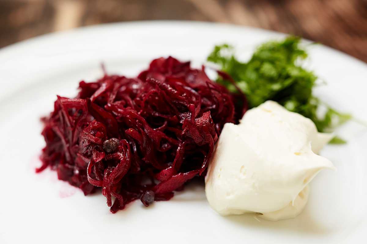 Beetroot, red cabbage and crème fraîche
