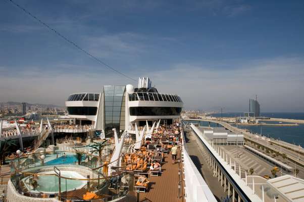 The public pool on the top deck of the Fantasia