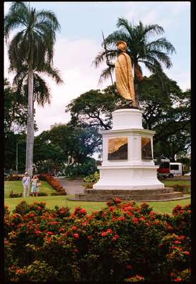 A statue of King Kamehameha, who united Hawaii’s islands