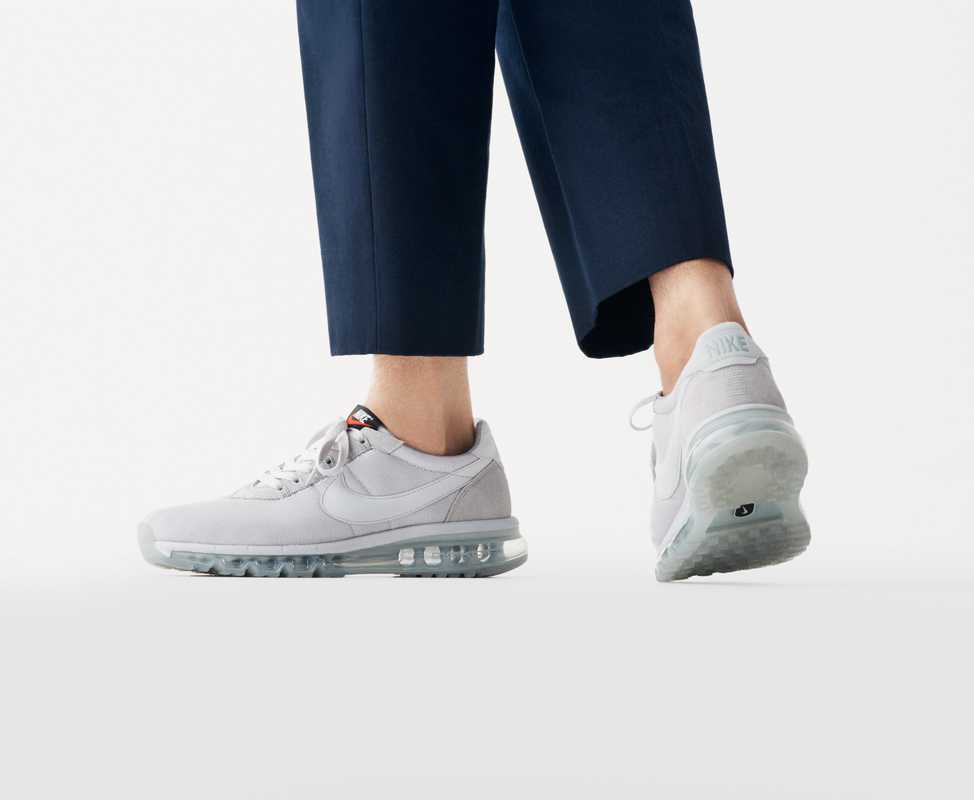 Trousers by Scye Basics, trainers by Nike Sportswear from Atmos 
