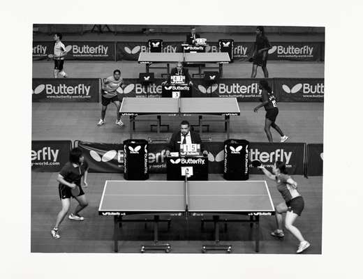 Early-stage rounds in the table tennis event