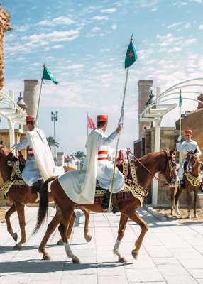 Changing of the guard at the mausoleum of Mohammad V in Rabat